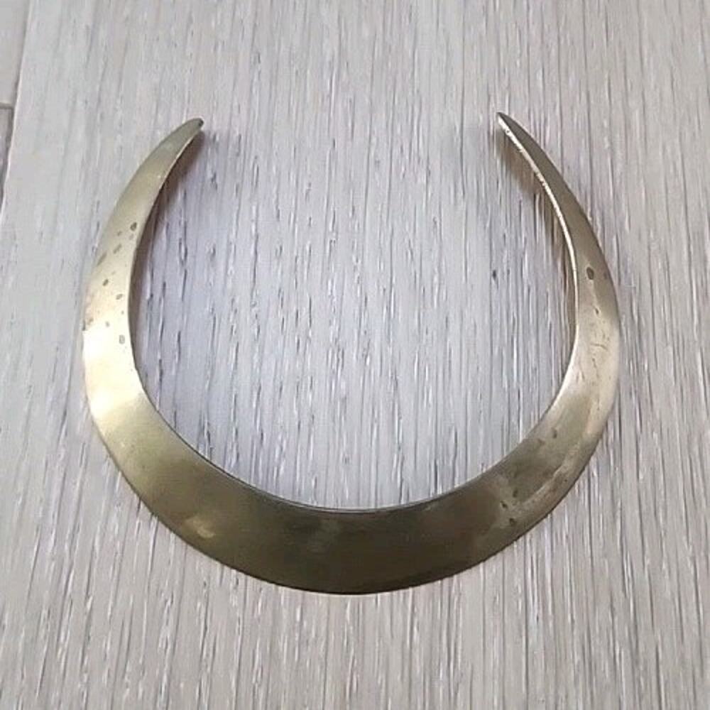 Vintage Brass Collar Choker Necklace Patina Brutalist Torque Boho